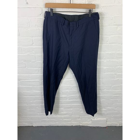 Ryan Seacrest Men's Mid Rise Modern Fit Straight Dress Pant Navy Blue Size 34/30 - Picture 2 of 5